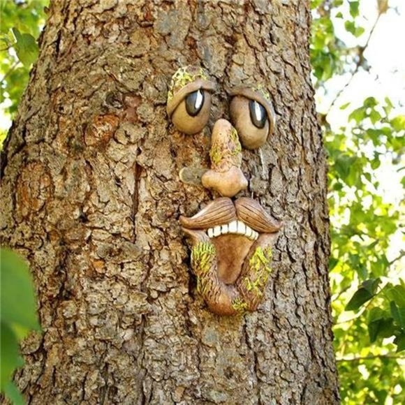 ree Face Outdoor Statues Old Man Tree Hugger Bark Ghost Face Decoration - Picture 2 of 6